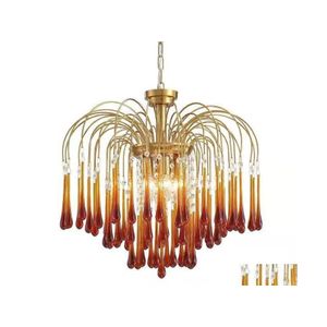 Chandeliers Designer LED cl￡ssico Creative Amber Grow Grow Glass Lampshade Vintage Art Decor Ilumina￧￣o AC 90260V Entrega Lig Dhdhe