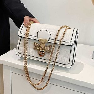 Luxury Handbags for Women Crossbody Bags Bee Lock Tote Casual Brand Crocodile Print Leather Handbag Ladies Bag 230209