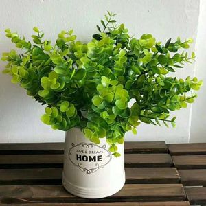 Decorative Flowers & Wreaths Artificial Green Eucalyptus Plastic Plants Simulation Money Leaves Grass Bouquet For Home Garden Party Decorati
