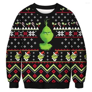 Männer Pullover Weihnachten Hässliche Paar Pullover 3D Cartoons Lustige Gedruckt Schwarz Rundhals Für Party Geburtstag Weihnachten Sweatshirt