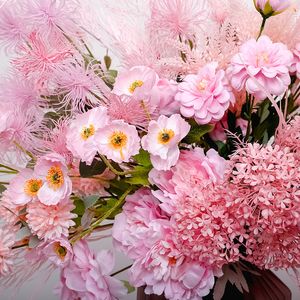 Wedding decorative flowers Pink series silk flowers Hotel stage shopping mall layout