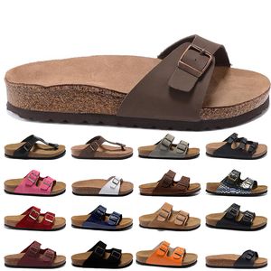 Birk's Boken Style Summer Beach Leather Suede Slipper Flip Flops Sandals女性男性カラーカジュアルスライドシューズフラットブロックヒールサンダルTeva Sandals