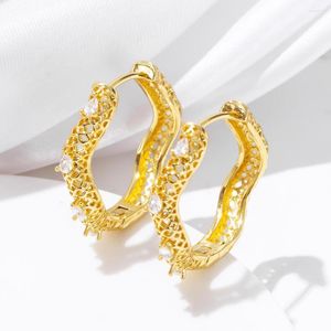 Hoop Earrings ESSFF Elegant Women Fashion Hanging Piercing Gold Plated Drop Earring For Trend Jewelry Gift