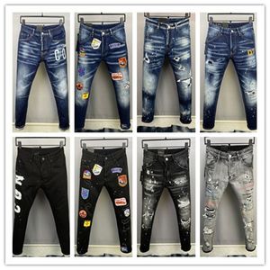 Nowe męskie dżinsy moda d2 dsq ikona gg marka europejskie Włochy Włoski Slim D2 dżansy spodnie dżinsowe spodnie zamek błękitniskowe Pentes Dżinsy dla mężczyzn 8877