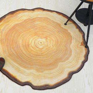 Carpets Natural Antique Wood Tree Annual Ring Round Environmental Carpet For Living Room Bedroom Study Tapis Non-slip Chair Mat Rug