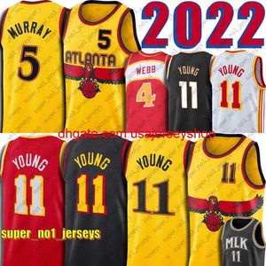 Trae Young Basketball Murray Hawk Jerseys 4 11 0 Retro Spud Webb City Men preto Branco Azul