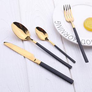 Conjuntos de utensílios de jantar 24pcs conjunto de tabela de talheres de ouro branco aço inoxidável de aço inoxidável Luz de luxo de luxo faca de garfo
