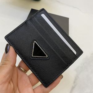 carteira de designer carteiras curtas porta-cartões mulher mini-bolsas masculinas porta-cartões bolsas de mão triângulo preto couro genuíno unissex TOP 2023