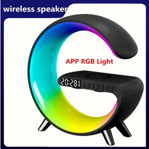Alto -falantes sem fio 15W carregador sem fio Stand Pad LED RGB Lâmpada Lâmpada Lâmpada de Lâmpada de App Controle de Carregamento Fast Charging Station