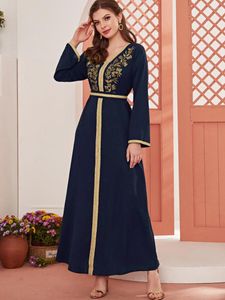 Ubranie etniczne Niebieska sukienka muzułmańska Abayas Kobiety Summer Elegancka Arab Arab Maroko Ramadan Hijab Abaya Dubai Turcja Islam Kaftan Vestidos 2023