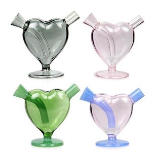 Latest Colorful Pyrex Thick Glass Pipes Bubbler Filter Portable Heart Dry Herb Tobacco Preroll Rolling Cigarette Cigar Holder Waterpipe Love Smoking Tube DHL