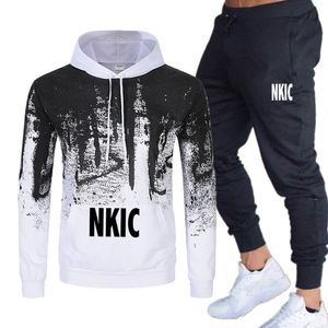 Nya m￤n Set Spring Autumn Fashion Mens Tracksuit Bomull