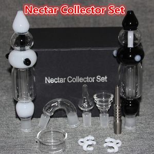 Nektar-Kit Glaspfeife Mini-Bong mit zwei Funktionen beide Quarz-Trip-Titan-Trip-Bongs 10 mm 14 mm für Bohrinseln Dabs Glas-Aschefänger