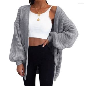 Kvinnors stickor Kvinnor Lossa öppen sömmhylsa Autumn Winter Coats 2023 Sticked Cardigan Sweaters Kvinnliga solid Casual Plus Size Coat