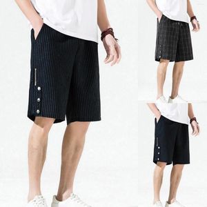 Shorts masculinos em estoque masculino verão casual cista de cordão listrado pista de treino impresso com bolsos diários calças curtas calças curtas