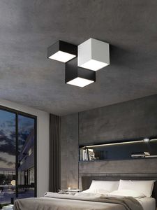 Taklampor sovrum tak nytt enkelt modernt sovrum rum kreativt kontrast svartvita nordiska lampor 0209