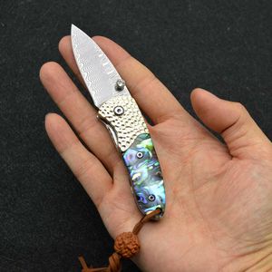 Mini Damascus Стальной складной нож открытый кемпинг самооборона Многофункциональный карманный ножей EDC Tool