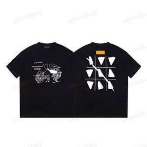 Xinxinbuy Men Designer Tee T Shirt 23SS Paper Paski Letery kratowe Druku