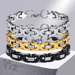 Cadeia de link VNOX 6.5/10mm de largura Aço inoxidável Bizantina Bracelets Chain de ligação para homens Presentes de garotos Jóias à prova d'água 21cm 8,26 