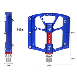 Cykelpedaler Non-Slip MTB Pedals 3 Sealed Bearings Aluminium Eloy Bicycle Pedals 341G Red / Blue / Black / Titanium Ultralight Bike Pedals 0208