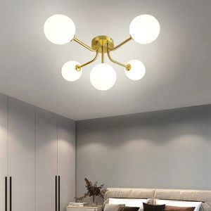 الأضواء الحديثة LED Glass Ball Lamber غرفة نوم غرفة المعيشة الداخلية تركيبات الإضاءة Cloakroom غرفة سقف الضوء luminaire 0209