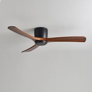 Ceiling Fans 2023 Nordic Wood Fan Living Dining Room Industrial Retro Commercial Low-floor Remote Control Modern Home Lamp