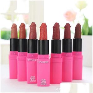 Губная помада 6 цветов Mushroom Pecker Penis Willy Shaped Lip Hens Night Party Makeup Длительный матовый Drop Delivery Health Be Beauty M Dhu5D