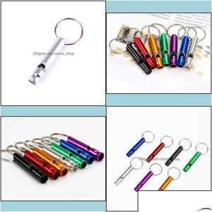 Keychains Lanyards Metal Whistle Portable Self Defense Keyrings Rings Holder Fashion Car Key Chains Accessories Outdoor Cam Surviv DH3UH
