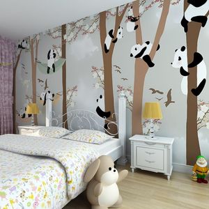 Duvar Kağıtları CJSIR Özel Po Çizgi Panda Panda Duvar Kağıdı Çocuklar Odası Papel Duvar Çekme Kız Yatak Odası 3D Duvar Kaplama