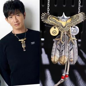 Ожерелья из бисера Takahashi Goro Eagle Feather Ожерелье для женщин и мужчин Taijiao с цепочкой и рукавом, цепочка для свитера, мужская 2023, длинная 230209