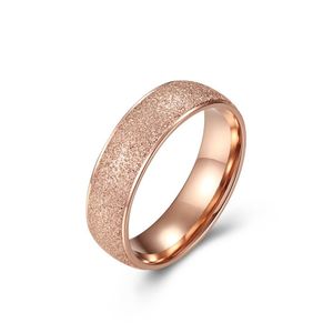 Solitaire Ring Titanium Steel Rose Gold Frosted Sier Temperament Pearl Sand Simple Style Womens Lovers Tail Jzr063 D Dhaam