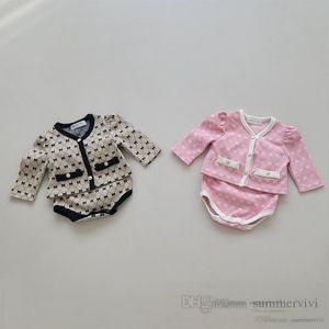 Ins Infant Kids Wows Diamond Latch Clothes Sets Baby Knitting Cardigan Shorts Shorts Shorts Girls Princess Climb Clothing Z0052