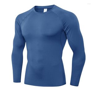 Camisetas masculinas outono e inverno Men e mangas compridas de veludo sequear roupas rápidas de roupas secas esticadas correndo camiseta