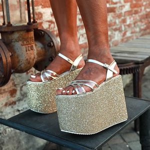 Block Bling Shoes Heel Women Platform Sandals для пряжки Super High Heels Goth Gothic Open Toe Summer New 2022 Tendy T230208 91 S IC