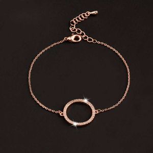 Link Chain SINLEERY Fashion Paved Tiny Crystal Circle Round Bracelets For Women Rose Gold Silver Color Link Chain Bracelet ZD1 SSK G230208