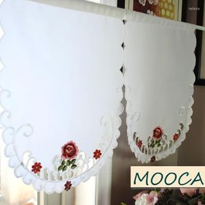 Curtain Rustic White Rose Balloon Embroidered Short For Kitchen And Living Room Window
