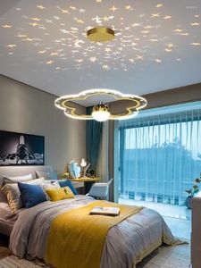 Pendant Lamps Modern Children's Room Chandelier Bedroom Lamp Princess Boy And Girl Eye Protection Starry Sky Projection