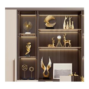 Objetos decorativos Figuras Acess￳rios para decora￧￣o de casa Animal ornamentos de ouro abstrato arte moderna sala de estar decora￧￣o de luxo presente dhzac