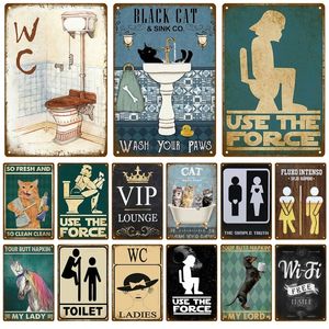 Man Lady Funny Toilet Metal Sinais de pintura WC Sign Metal Poster Placa do vaso sanitário Placa Placa Placa BBQ Shop Banheiro Decoração de parede Mural Home Vintage Pub Tamanho 30x20cm W01