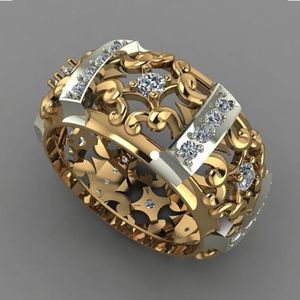 Ringos de cluster 2023 Estilo único de cristal zircão anel de pedra feminina amarela de jóias de casamento de ouro promessa o engajamento de amor para mulheres