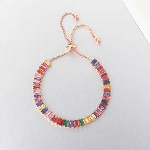 リンクチェーンZhouyang Boho Rainbow Tennis Bracelets for Woman Adable Women's Braceter Zircon Jewellry Friend Gift Wholesale Jewery DZH043 G230208