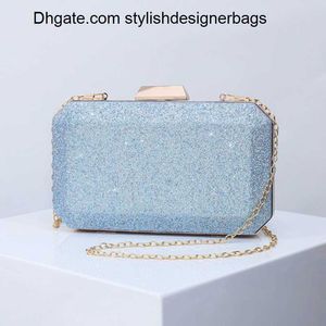 Torby na ramię niebo niebieskie jesienne torebki bling sprzęgło ślubne unikalne torby luksusowe projektanty PU torebki dla kobiet krzyżowe nad torbą 2022 0209v23