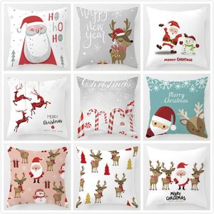 Cuscino Decorazioni natalizie Fodera per cartoni animati Babbo Natale in poliestere Federe per cuscini Cojines