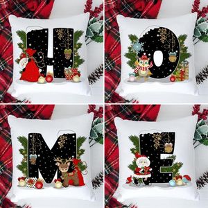Pillow English Alphabet A-Z Polyester Covers Cute Cartoon Santa Claus Cover Pillowcases Christmas Home Sofa Decoration