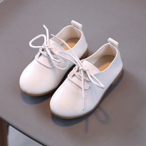 Spor ayakkabılar kız ayakkabısı Yumuşak Pu Deri Sıradan Daireler için Küçük Çocuklar için Büyük Çocuklar Dantel Yukarı Çocuklar Bahar Düz Ayakkabı 230209