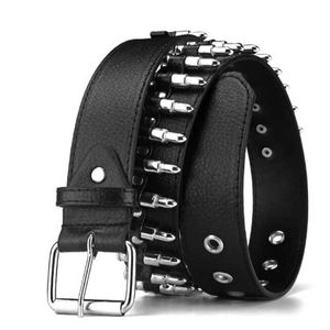 Belts Black Men Rock Wild Motorcycle Belts Fashion Punk Bullets Rivet Belt Men High Quality Luxury Jeans Waistband Female Strap G230207