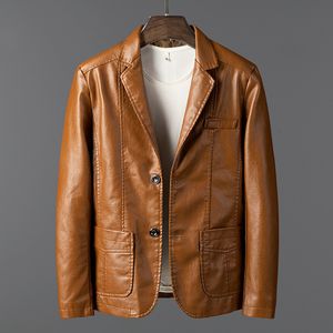 Mens Suits Blazers Autumn and Winter Leather Jacket Män Slim Fash Fashion Suit Business Coat Leisure Motorcykel 230209