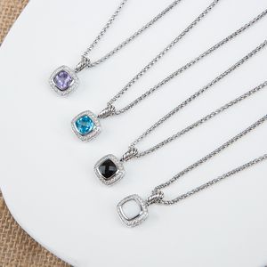 Colar de ônix preto granada masculino pingente de 7 mm designer de joias ametista diamante petite alto topázio azul joias de ponta colar feminino