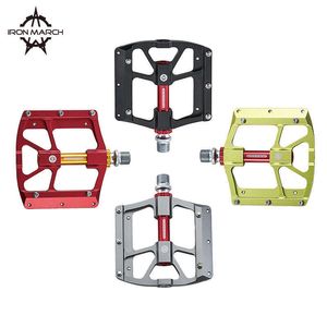 Cykelpedaler Iron March Non-Slip MTB Pedals Platt Waterproof Bicycle Pedals BMX Road Cykel Pedal Cycling Sealed Bearing Bike Pedals CR-MO AXLE 0208