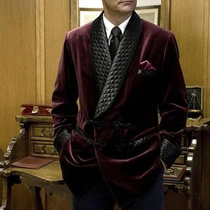Herrdräkter Senaste mönster sammet rökjackor Shawl Lapel Formal Tuxedos Loose Vintage Retro Dinner Party Prom Suit Blazer (1 jacka)
